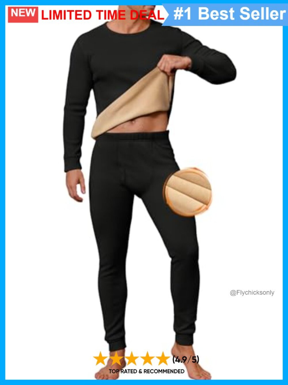 Men's Fleece-Lined Thermal Base Layer Set Heavyweight Top & Pants